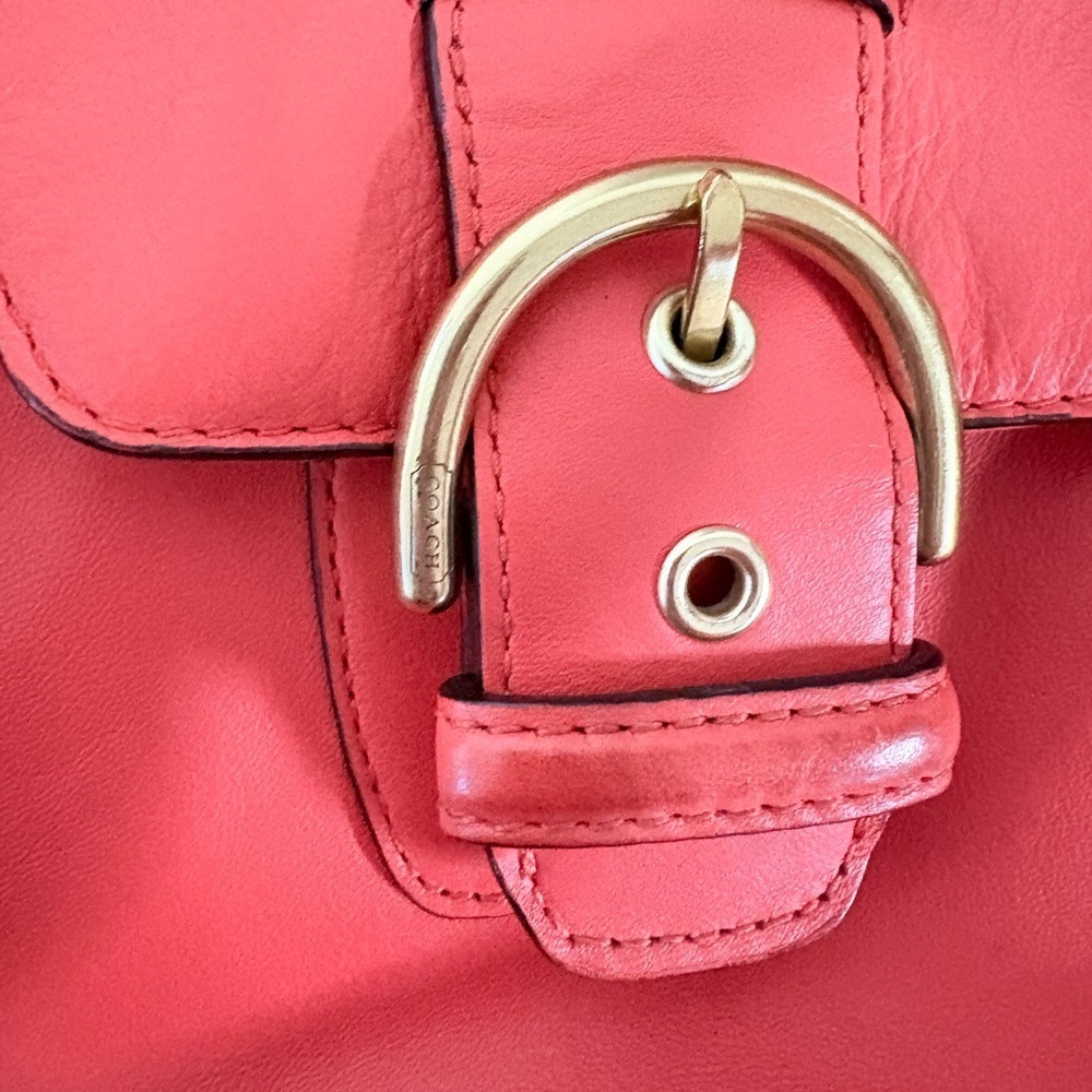 Coach SoHo Leather Satchel Coral red with Gold Accents - Picture 4 of 7
